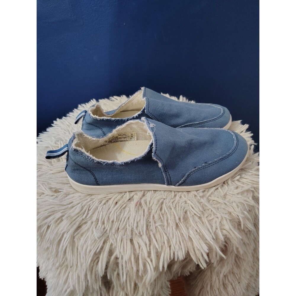 Vionic Beach Malibu Womens 6.5 Blue Canvas Slip On Loafers EUC
